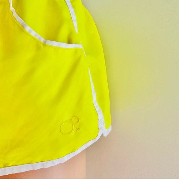 Ocean Pacific OP neon yellow white boyfriend shorts. Size junior M 7-9 - Picture 2 of 8